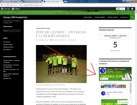 La nuova pagina di Facebook la si può raggiungere anche dalla nuova sidebar qui a fianco